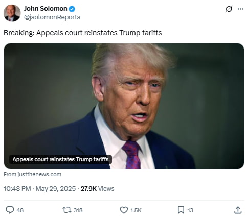 Appeals Court Reinstates Trump Tariffs
